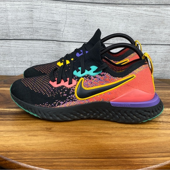 Nike Epic React Flyknit 2 Black Ember Glow Running Shoe CK0818-001 Womens Size 9 - Picture 1 of 12